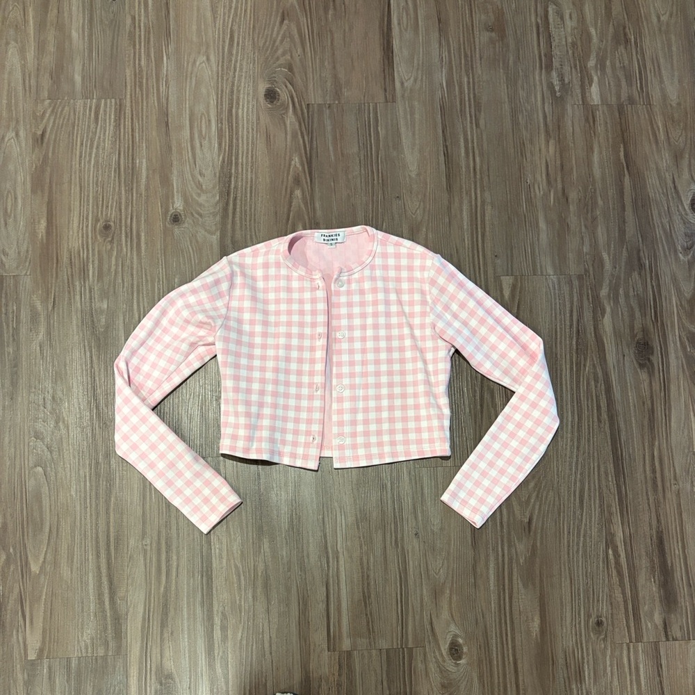 Frankie's Bikinis Pink Checkered Cardigan
